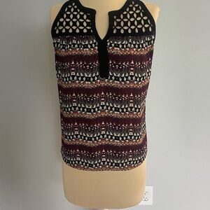 DR2 Women’s Black and Multicolored Blouse. Size Petite Small